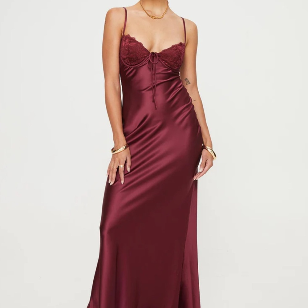 Princess Polly Satin Burgundy Dress